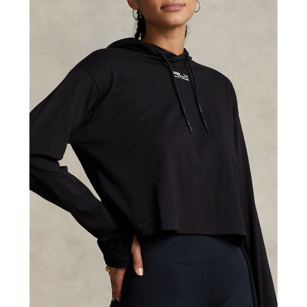 Kurzer Baumwolljersey-Kapuzenpullover RLX in Schwarz 6