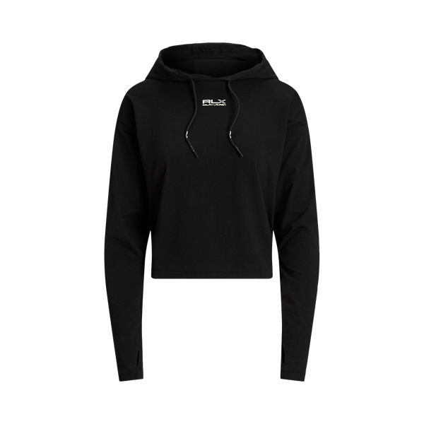 Kurzer Baumwolljersey-Kapuzenpullover RLX in Schwarz 2