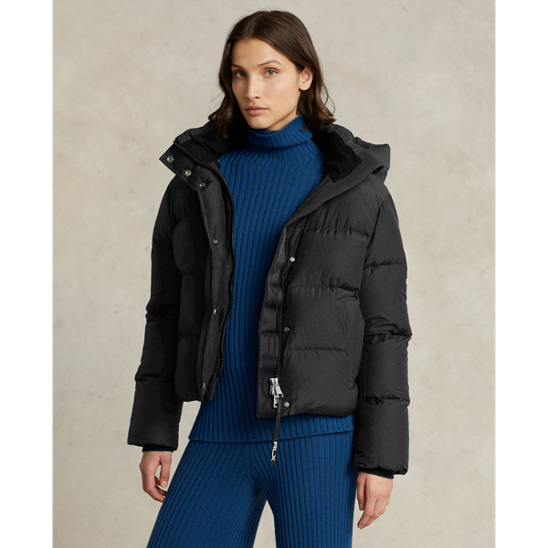 Polo Black Water-Resistant Down Hooded Jacket RLX 1
