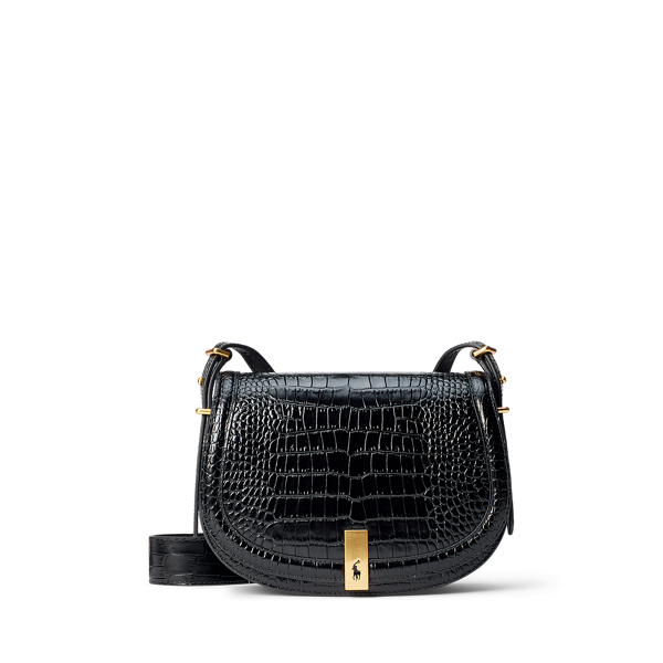 Polo ID Croc-Embossed Saddle Bag Polo Ralph Lauren 1