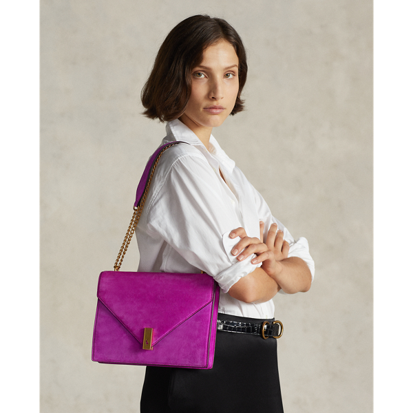 Bright Orchid Polo ID Suede Envelope Bag Polo Ralph Lauren 7
