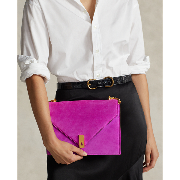 Bright Orchid Polo ID Suede Envelope Bag Polo Ralph Lauren 8