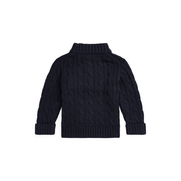RL Navy Cable-Knit Cotton Quarter-Zip Sweater Baby Boy 2