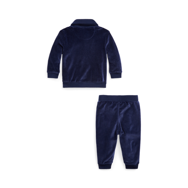 Refined Navy Velour Pullover & Pant Set Baby Boy 2