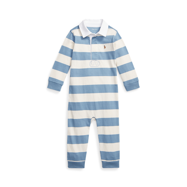 Striped Cotton Jersey Rugby Coverall Baby Boy 1