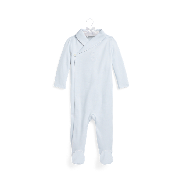 Beryl Blue Organic Cotton Footed Coverall Baby Boy 1