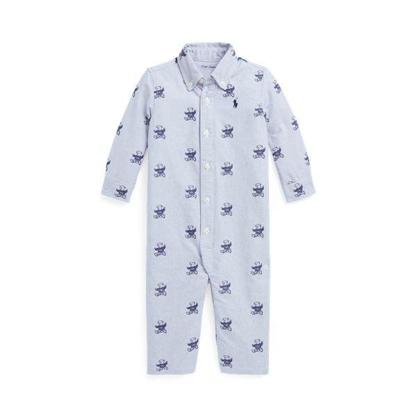 Polo Bear Cotton Oxford Coverall Baby Boy 1