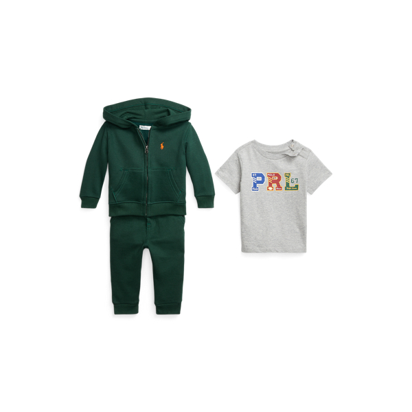 T-shirt met logo, fleece hoodie en broek