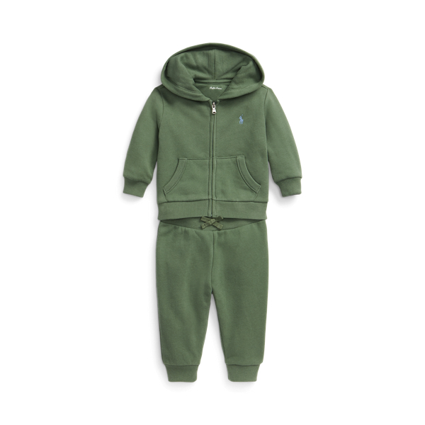 Set van fleece hoodie met rits en broek