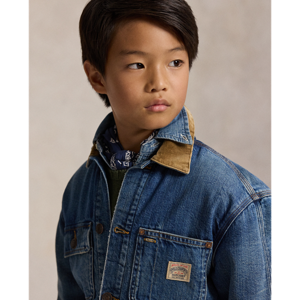 Corduroy-Collar Denim Jacket