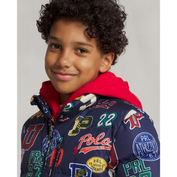 Doudoune à capuche hydrofuge à motif Boys 6-14 Years en Mélange de lettres 4