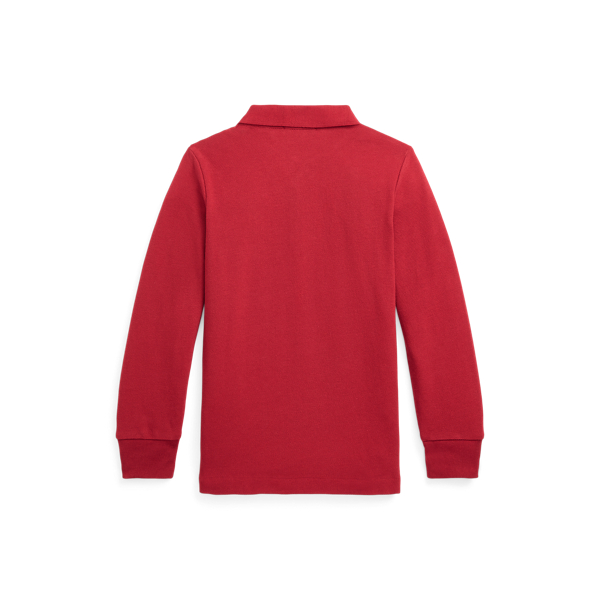 Holiday Red Cotton Mesh Long-Sleeve Polo Shirt Boys 2-7 2