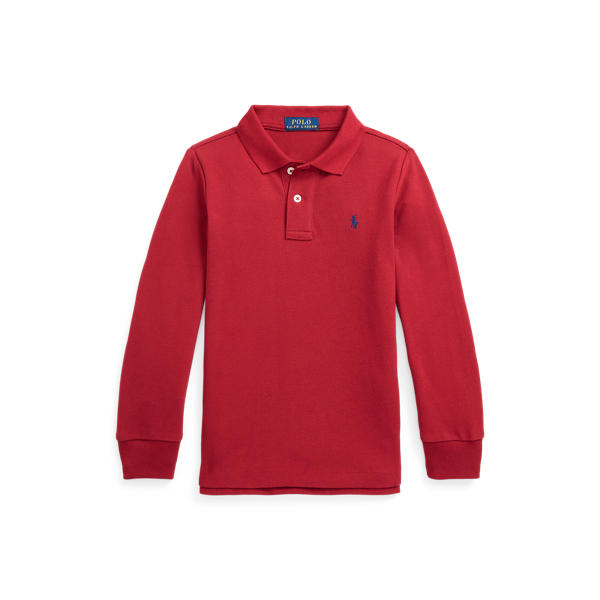 Holiday Red Cotton Mesh Long-Sleeve Polo Shirt Boys 2-7 1