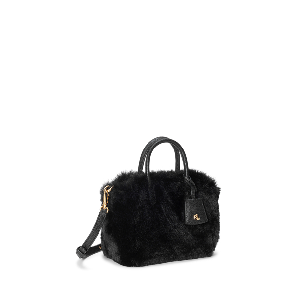 Black Faux-Fur &amp; Leather Small Tyler Tote Lauren 3