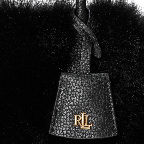 Black Faux-Fur &amp; Leather Small Tyler Tote Lauren 6