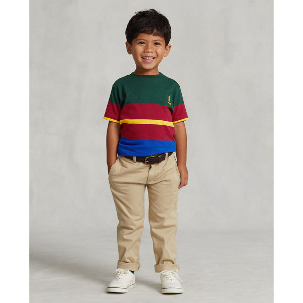 T-shirt ray&eacute; en jersey de coton Boys 1.5-6 Years en Vert coll&egrave;ge multi 4
