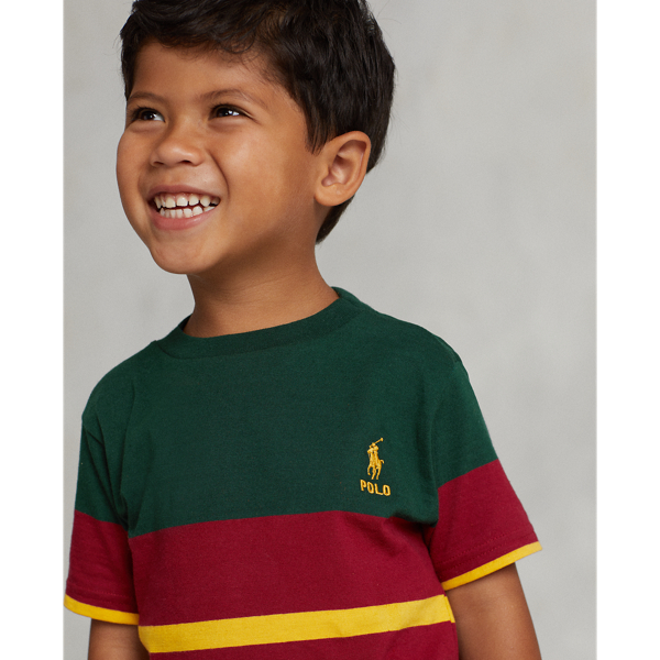 T-shirt ray&eacute; en jersey de coton Boys 1.5-6 Years en Vert coll&egrave;ge multi 5