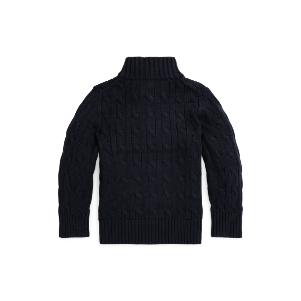 Navy Cable-Knit Cotton Quarter-Zip Sweater Boys 2-7 2
