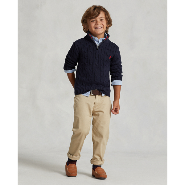 Navy Cable-Knit Cotton Quarter-Zip Sweater Boys 2-7 4