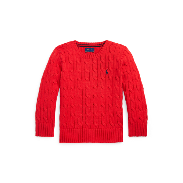 RL 2000 Red Cable-Knit Cotton Sweater Boys 2-7 1