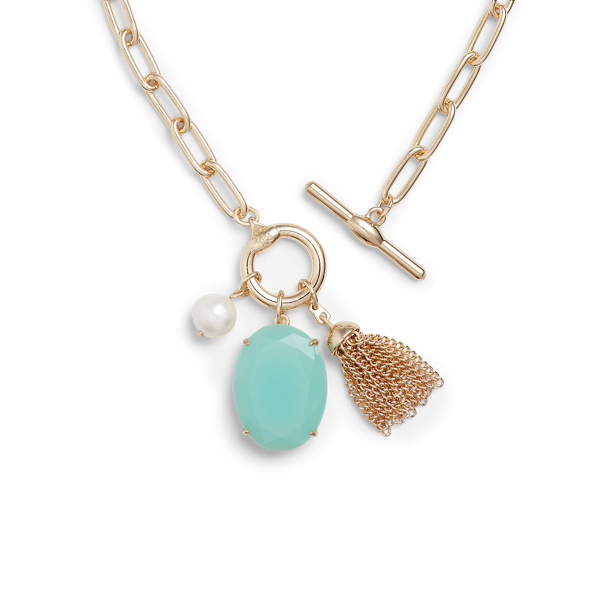 Collier &agrave; pendentif avec pierre et perle Lauren en Or/Perle blanche 2