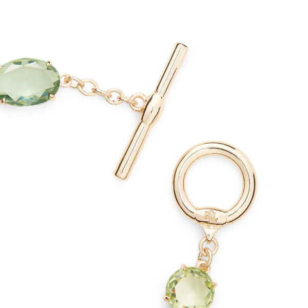 Pulseira flex&iacute;vel dourada com p&eacute;rolas e pedras Lauren em Gold/White Pearl 2