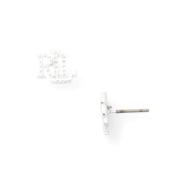 Silver Silver-Tone Logo Stud Earrings Lauren 2