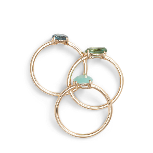 Gold/Blue/Green Gold-Tone Stone Ring Set Lauren 2