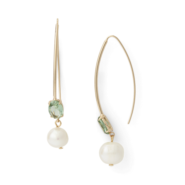 Gold/White Pearl Pearl and Stone Threader Earrings Lauren 2