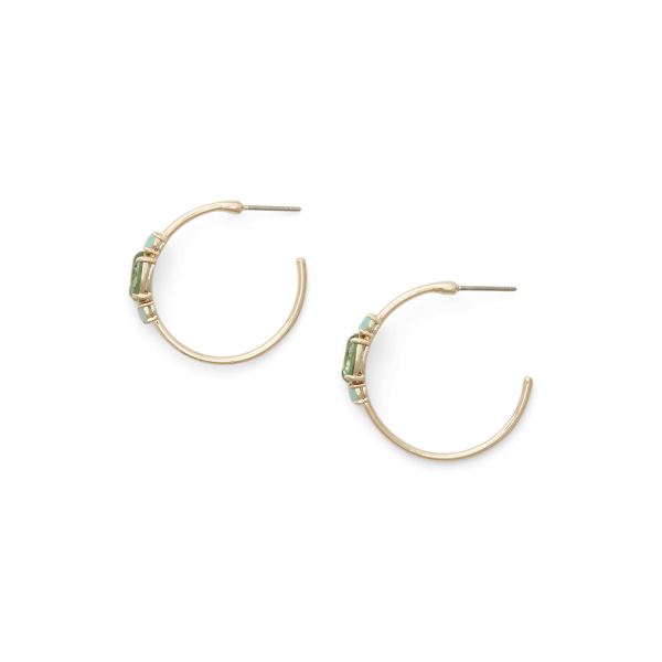 Cr&eacute;oles dor&eacute;es avec pierres Lauren en Or/Bleu/Vert 2