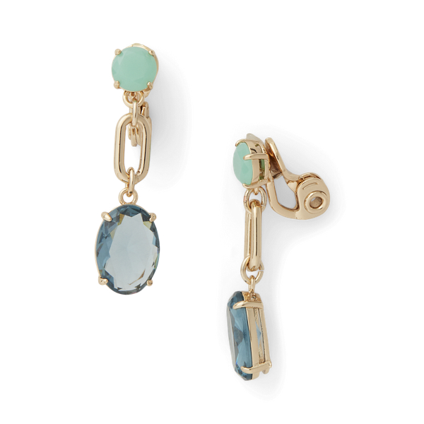 Gold/Blue Stone Drop Earrings Lauren 2