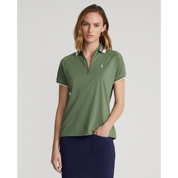 Cargo Green Multi Tailored Fit Quarter-Zip Polo Shirt RLX 1