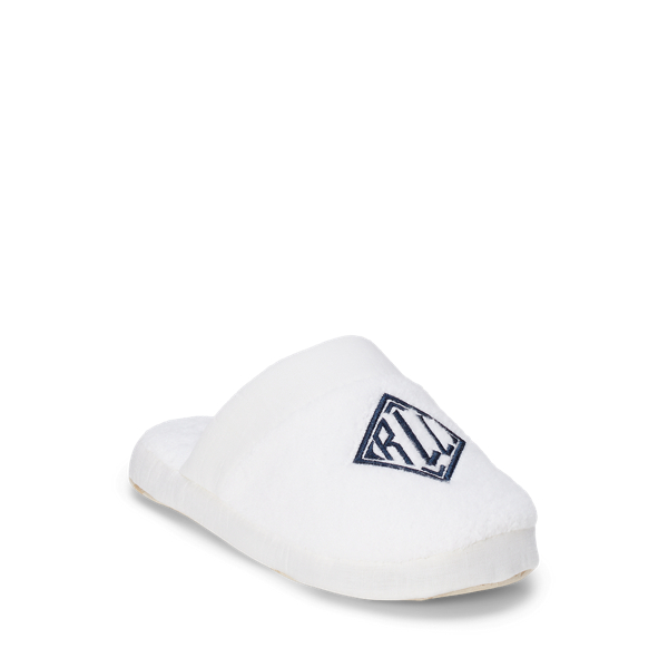 Frotteeslipper mit Logo Lauren in Wei&szlig; 2