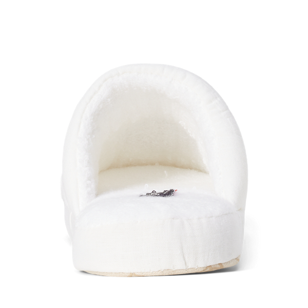 Frotteeslipper mit Logo Lauren in Wei&szlig; 3