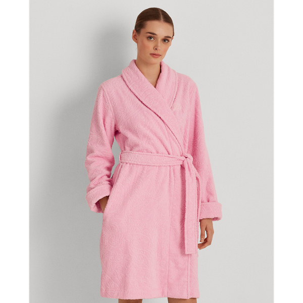 Pink Jacquard Terry Robe Lauren 4