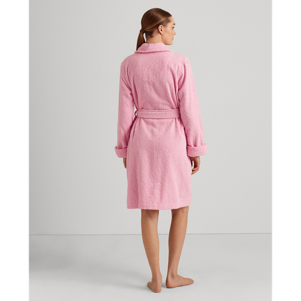 Pink Jacquard Terry Robe Lauren 5