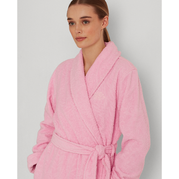 Pink Jacquard Terry Robe Lauren 6