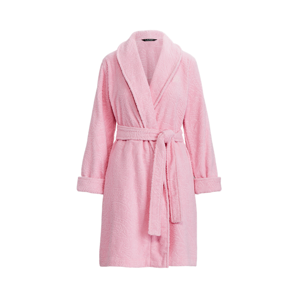 Pink Jacquard Terry Robe Lauren 2