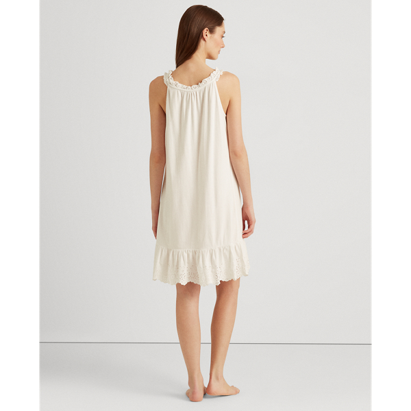 &Auml;rmelloses Nachthemd mit Lochstickerei Lauren in Wei&szlig; 5