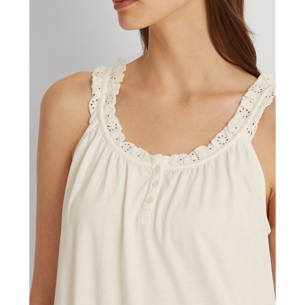 &Auml;rmelloses Nachthemd mit Lochstickerei Lauren in Wei&szlig; 6