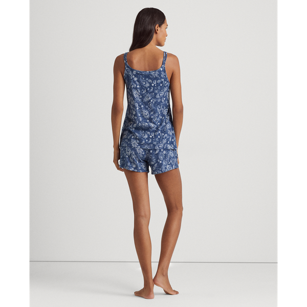 Navy Print Paisley Cotton-Blend Boxer Pyjama Set Lauren 5