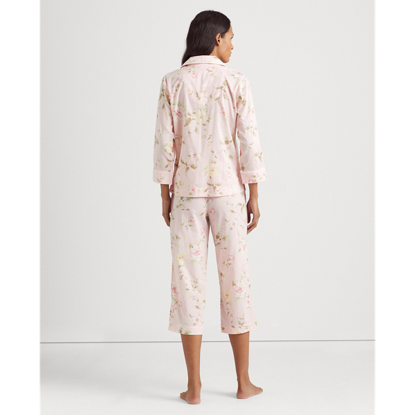 Gebl&uuml;mter Pyjama mit Caprihose Lauren in Pfirsichbl&uuml;ten 5