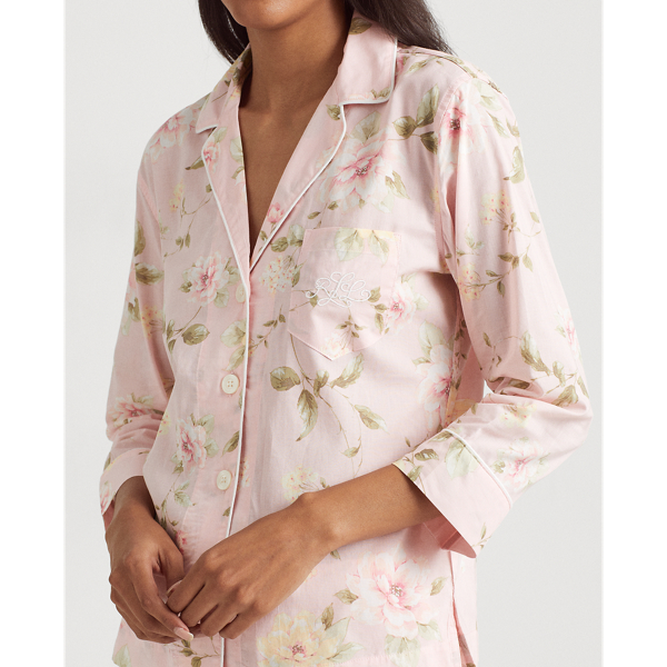 Gebl&uuml;mter Pyjama mit Caprihose Lauren in Pfirsichbl&uuml;ten 6