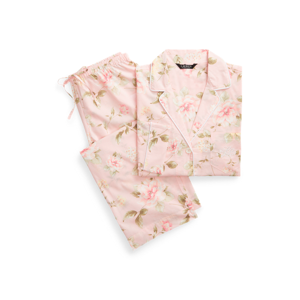 Gebl&uuml;mter Pyjama mit Caprihose Lauren in Pfirsichbl&uuml;ten 2