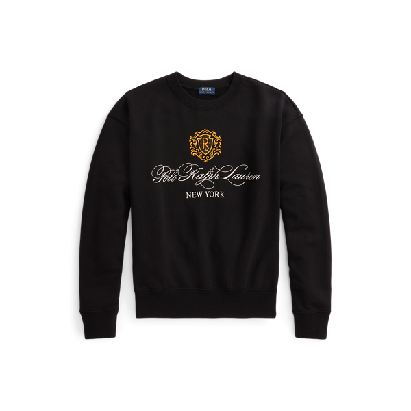 Felpa in spugna con logo e stemma Polo Ralph Lauren in 1