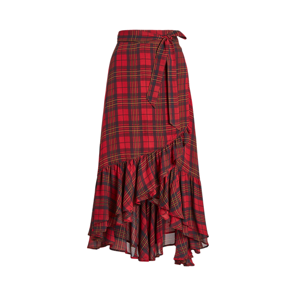 Plaid Ruffled Georgette Skirt