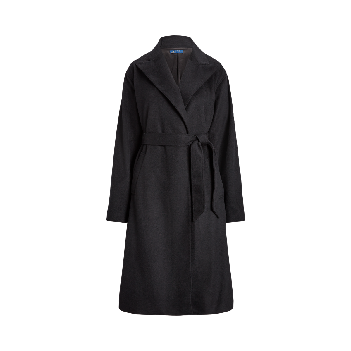 Peak Lapel Wool Blend Wrap Coat