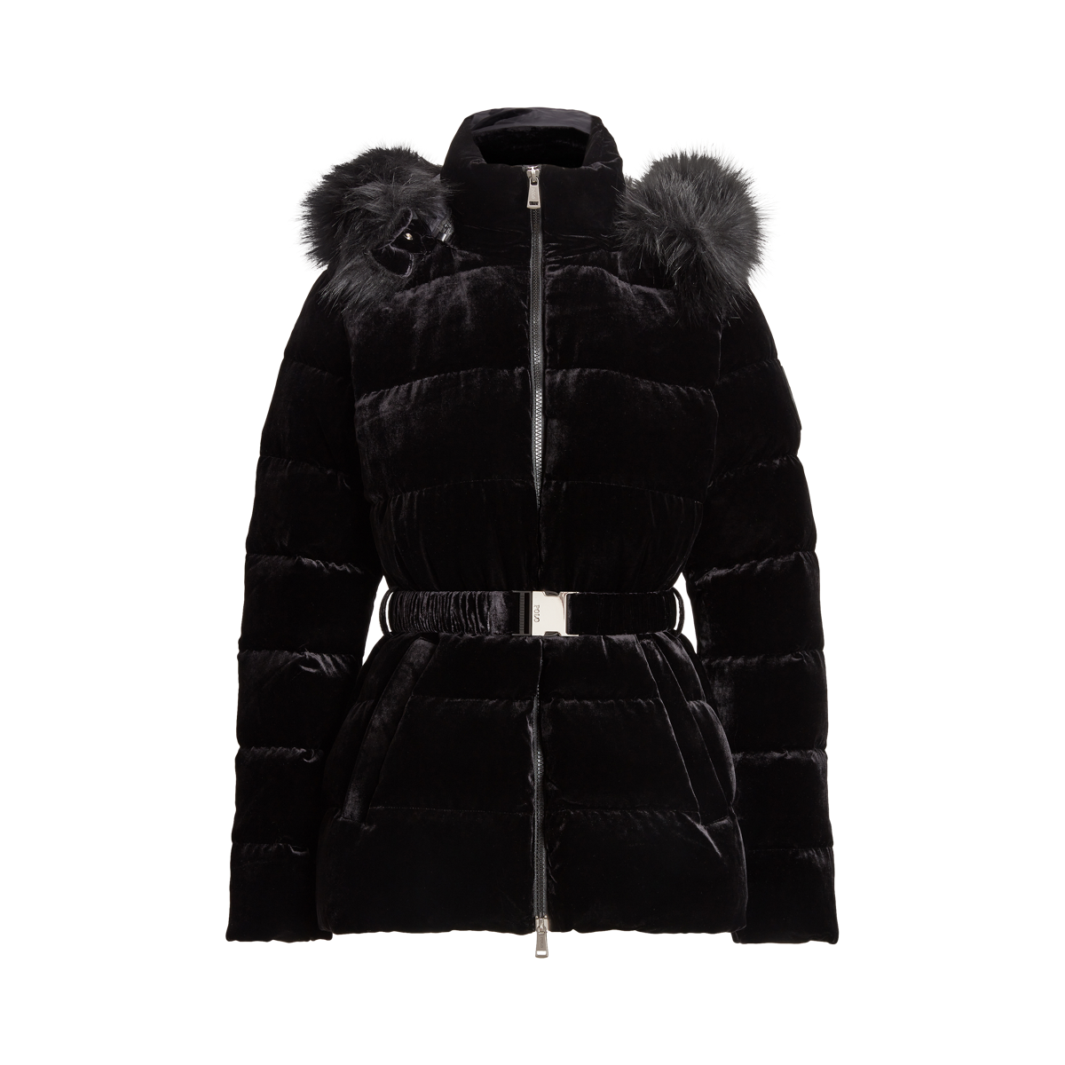 Belted Velvet Down Jacket