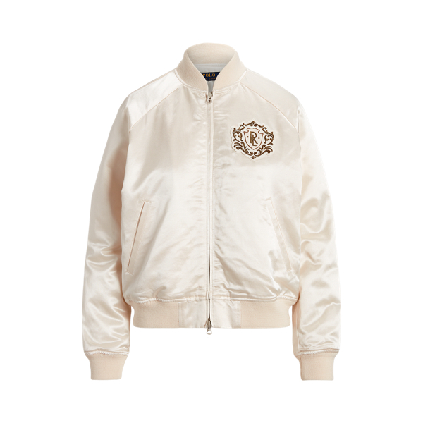 Logo & Crest Satin Bomber Jacket Polo Ralph Lauren 1