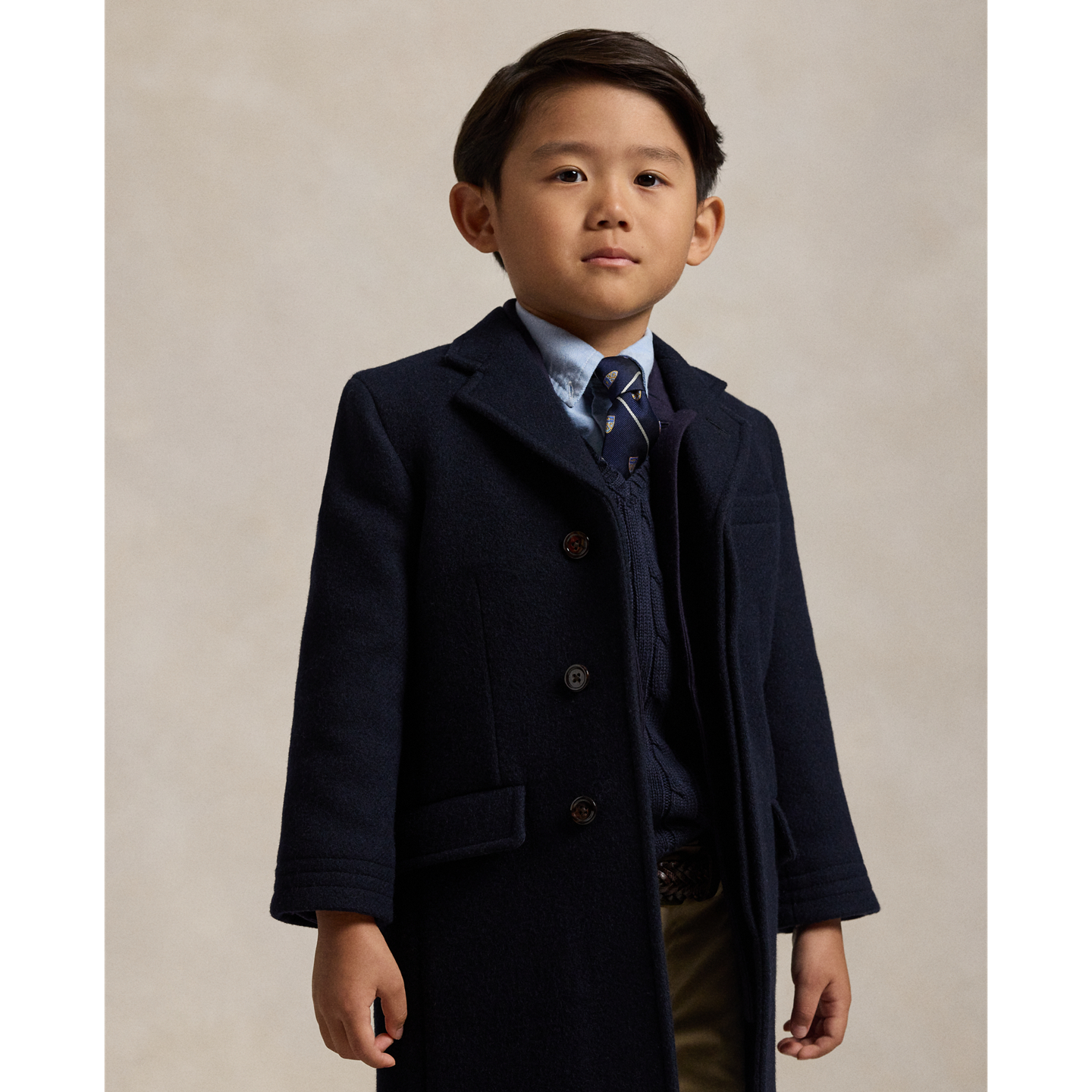 Детское пальто Ralph Lauren Wool-Blend Topcoat, цвет: Тёмно-синий — фото 2